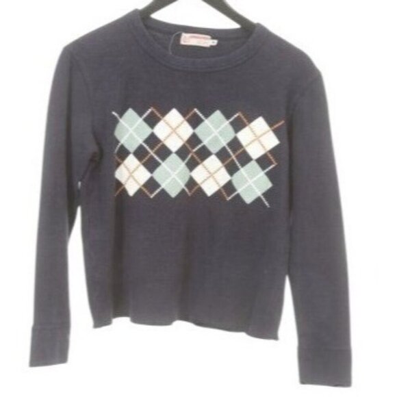 BAPE A Bathing Ape Woman Blue Thermal Sweater Argyle Japan M Streetwear RARE - Picture 1 of 5